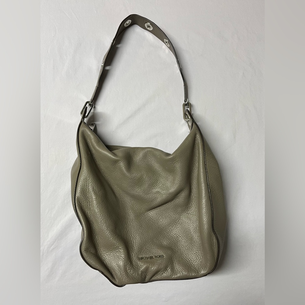Vintage Y2K Michael Kors Cinder Gray Leather Tote Bag Purse w Silver Hardware